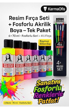 - Resim Fırça Seti Silikon Saplı 4 Lü + Multi Akrilik Fosforlu Bo - Resim Fırça Seti Silikon Saplı 4 Lü + Multi Akrilik Fosforlu Bo