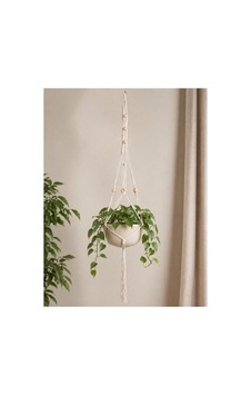 Boho Haven El Yapımı Makrome Saksı Askısı Ekru