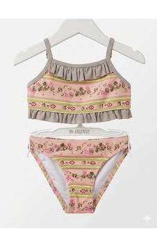My Kids Wear Zarif Çiçek Desenli Kız Çocuk Bikini Takımı 1003- Vizon My Kids Wear Zarif Çiçek Desenli Kız Çocuk Bikini Takımı 1003- Vizon