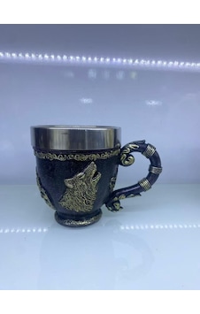 Kurt İşlemeli Çelik Kupa Kod 6922 Pop