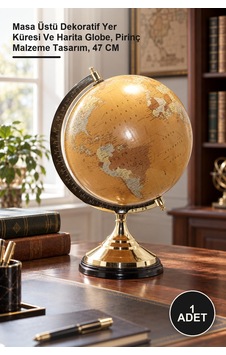 1 Adet Pirinç Dünya Küre Masa Üstü Dekoratif Yer Küresi Ve Harita Globe, Pirinç Malzeme Tasarım, 47 Cm 1 Adet Pirinç Dünya Küre Masa Üstü Dekoratif Yer Küresi Ve Harita Globe, Pirinç Malzeme Tasarım, 47 Cm
