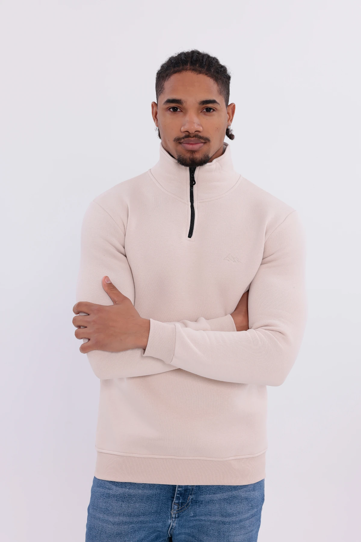 S4 Yarım Fermuarlı Sweatshirt Krem S4 Yarım Fermuarlı Sweatshirt Krem