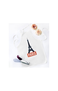 Bk Gift Paris Tasarımlı Beyaz Mutfak Önlüğü - Model 1 Bk Gift Paris Tasarımlı Beyaz Mutfak Önlüğü - Model 1