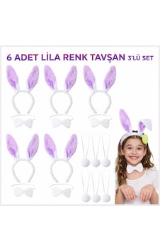 Lila Tavşan Sahne Seti 639lı Set Taç Papyon Kuyruk " Lila Tavşan Sahne Seti 639lı Set Taç Papyon Kuyruk "