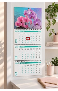 Lizy 2027 Çiçekler Temalı Gemici Takvimi Spiralli 33x24 Cm Tasarım-2