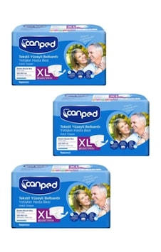 Canped Tekstil Yüzeyli Belbantlı Yetişkin Hasta Bezi XL 3 x 30'lu Canped Tekstil Yüzeyli Belbantlı Yetişkin Hasta Bezi XL 3 x 30'lu