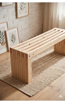 Naturel Ladin Ahşap Masif Bank