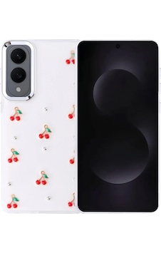 Samsung Uyumlu Galaxy S25 Edge Kılıf Airbag Tasarımlı Simli Şeffaf Zore Kutup Kapak Kiraz