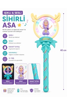 Işıklı Ve Sesli Dönen Sihirli Asa 40 Cm Renkli Led Işıklı Oyuncak Asa Pamuk Prenses Işıklı Ve Sesli Dönen Sihirli Asa 40 Cm Renkli Led Işıklı Oyuncak Asa Pamuk Prenses