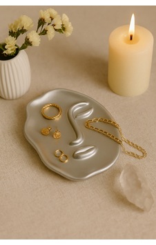 Dekoratif Soyut Yüz Tabak & Anahtarlık Gümüş Dekoratif Soyut Yüz Tabak & Anahtarlık Gümüş