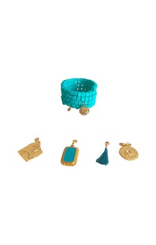 Charm Detaylı Spiral Bileklik Turkuaz Mavi - 652199099 Mavi - 652199099 Mavi