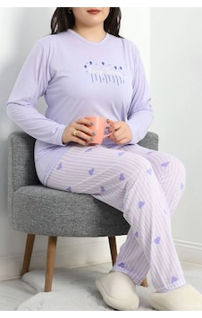 Seka Store Seka Viskon Büyük Beden Pijama Takımı Lila - 50727.1049. Çok Renkli Seka Store Seka Viskon Büyük Beden Pijama Takımı Lila - 50727.1049. Çok Renkli