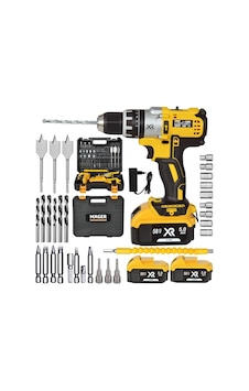 Mager XR 58 V 5 Ah Şarjlı Yedek Akülü Vidalama Matkap Sarı + 30 Parça Set Mager XR 58 V 5 Ah Şarjlı Yedek Akülü Vidalama Matkap Sarı + 30 Parça Set