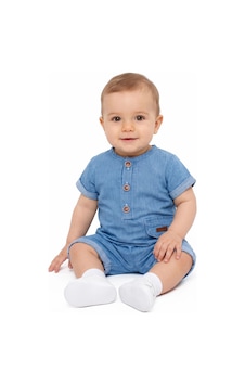 Bebegen Erkek Bebek Mavi Düğmeli Cepli Şort Tulum Çok Renkli Bebegen Erkek Bebek Mavi Düğmeli Cepli Şort Tulum Çok Renkli