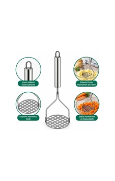 İbico İ22-288 Patates Ezici Çap: 8cm Krom Saplı 10.5cm Toplam Uzunluk: 26cm Metal Yuvarlak - 12'li Paket