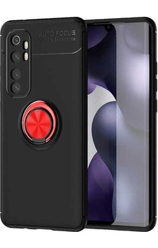 Xiaomi Mi Note 10 Lite Kılıf Zore Ravel Silikon Kapak Siyah-Kırmızı