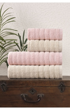 4 Lü Alçay Pudra Bej Banyo Havlu Seti Pudra - Bej 4 Lü Alçay Pudra Bej Banyo Havlu Seti Pudra - Bej