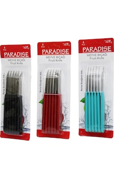 6 Parça Meyve Bıçak Renkli Plastik Saplı Çok Renkli 6 Parça Meyve Bıçak Renkli Plastik Saplı Çok Renkli