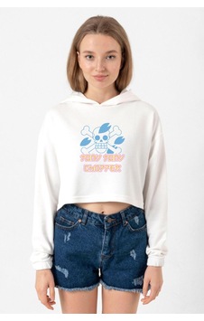 One Piece Anime Tony Tony Chopper Jolly Roger Ekru Kadın Crop Kapşonlu 001 One Piece Anime Tony Tony Chopper Jolly Roger Ekru Kadın Crop Kapşonlu 001