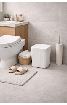 Decorev Banyo Kovası 5 Lt Kare Click Kapaklı Beyaz Beyaz