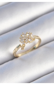 Pirinç Gold Renk Zirkon Taşlı Kadın Yüzük Altın - Beyaz 06114434 Pirinç Gold Renk Zirkon Taşlı Kadın Yüzük Altın - Beyaz 06114434