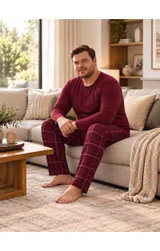 Seboteks İnterlok Kumaş Yakası Düğmeli Uzun Kollu Büyük Beden Erkek Pijama Takımı 8589 Bordo Seboteks İnterlok Kumaş Yakası Düğmeli Uzun Kollu Büyük Beden Erkek Pijama Takımı 8589 Bordo