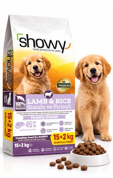 Showy Kuzulu Ve Pirinçli Yavru Köpek Kuru Maması 15+2 Kg Showy Kuzulu Ve Pirinçli Yavru Köpek Kuru Maması 15+2 Kg