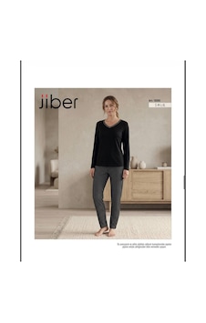 Jiber 10355 Kışlık Pijama Takımı Siyah