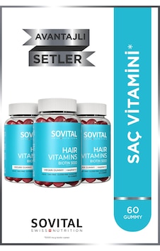 Hair Biotin 5000 Mcg Ahududu Aromalı Şekersiz Çiğnenebilir Saç Vitamini 60 Gummy X3 Adet