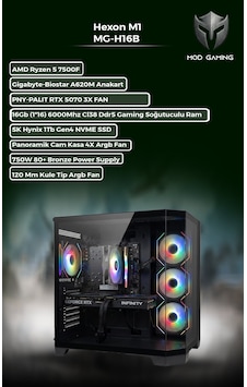 Mod Gaming Hexon R5-7500F 16 GB 1 TB SSD 8 GB RTX5070 Free Dos Oem Paket Masaüstü Oyuncu Bilgisayarı Mod Gaming Hexon R5-7500F 16 GB 1 TB SSD 8 GB RTX5070 Free Dos Oem Paket Masaüstü Oyuncu Bilgisayarı