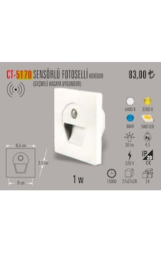 Cata Ct-5170 Sensörlü Led Koridor Merdiven Aydınlatma Gün Işığı