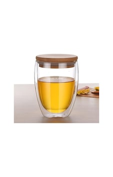 Perotti Çift Cidarlı Bambu Kapaklı Bardak 350 ML Perotti Çift Cidarlı Bambu Kapaklı Bardak 350 ML