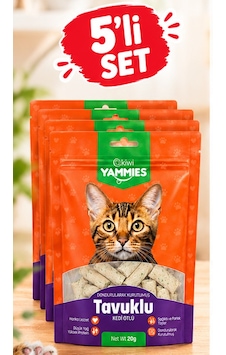 Kiwi Pets Kyct-50355 Yammies Dondurularak Kurutulmuş Tavuklu Kedi Otlu Mama 20 Gr 5li Set Kiwi Pets Kyct-50355 Yammies Dondurularak Kurutulmuş Tavuklu Kedi Otlu Mama 20 Gr 5li Set