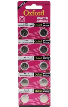 Oxford AG10 LR1130 389A Alkalin Düğme Pil 10'lu Oxford AG10 LR1130 389A Alkalin Düğme Pil 10'lu