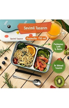 Mavi Beslenme Kutusu - 2 Bölmeli - Kaşıklı, Taşınabilir Ofis Ve Okul Yemek Kabı Pembe Mavi Beslenme Kutusu - 2 Bölmeli - Kaşıklı, Taşınabilir Ofis Ve Okul Yemek Kabı Pembe