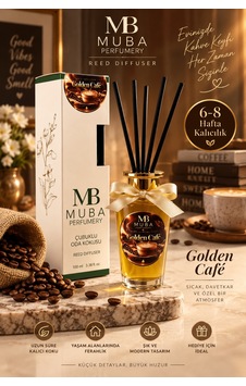 Golden Café 100 Ml Çubuklu Oda Kokusu Premium Kahve Latte Çikolata Karamel Kokulu Bambu Çubuklu Reed Diffuser 6-8 Hafta Kalıcı Lüks Ev Kokusu - 922848917 Kahve