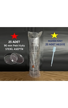 Fıratmed 90 MM Aseptik Steril Plastik Petri Kabı Kutu 25'li + Pastör Pipet 25'li Fıratmed 90 MM Aseptik Steril Plastik Petri Kabı Kutu 25'li + Pastör Pipet 25'li
