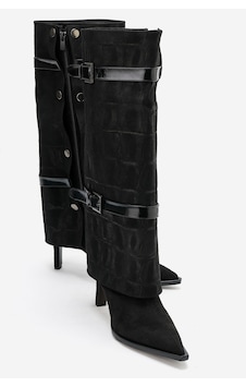 Luvi Shoes Pıen Siyah Süet Baskı Sivri Burun Kadın İnce Topuklu Çizme Luvi Shoes Pıen Siyah Süet Baskı Sivri Burun Kadın İnce Topuklu Çizme
