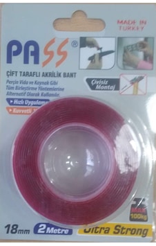 Pass Çift Taraflı Akrilik Bant 18X2 Mt