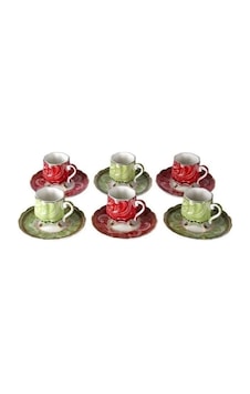 Lucky Art Lancelot Bone 6lı Ayaklı Kahve Fincanı Seti Kırmızı - Mavi Lucky Art Lancelot Bone 6lı Ayaklı Kahve Fincanı Seti Kırmızı - Mavi