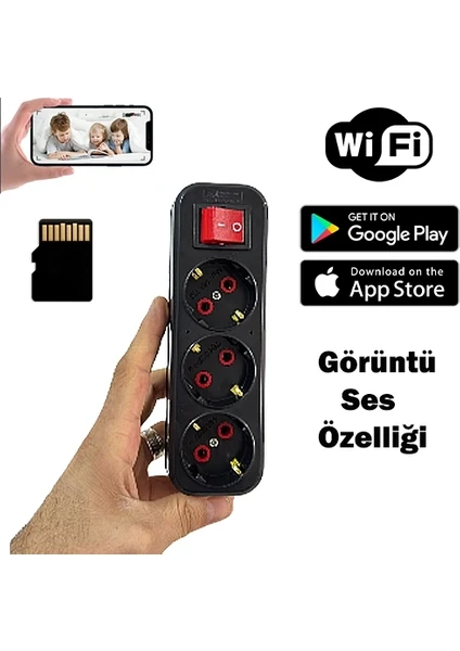 Kablosuz Siyah Mini Piriz  Gizli Wifi 1080p Hd Kamera