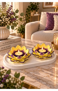 Lotus Harmonisi 2limumluk Tabaklı Set Sarı Lotus Harmonisi 2limumluk Tabaklı Set Sarı