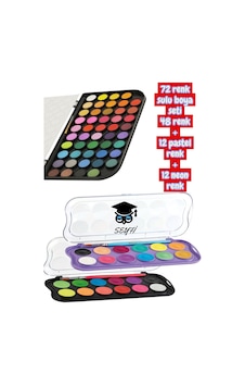 72 Renk Sulu Boya Seti 48 Renk + 12 Pastel Renk + 12 Neon Renk Çok Renkli 72 Renk Sulu Boya Seti 48 Renk + 12 Pastel Renk + 12 Neon Renk Çok Renkli