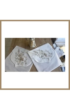 Bezos Fransız Güpürlü Zarf Bohça Nişan Söz Saten Bohça Lüks 3 Boyutlu Çeyizlik Bohça 50x50 Cm 1 Adet 22