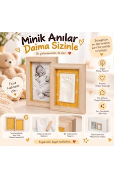 Bebekler İçin İlk İzler Anı Kiti Çift Çerçeve Bej