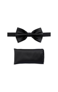 Hatemoğlu Siyah Papyon Mendil Set Siyah-004 Hatemoğlu Siyah Papyon Mendil Set Siyah-004