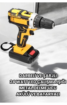 Buğz Metal Dişli 24w Akülü Matkap -çift Bataryalı Ve Led Çalışma Işığı İle Tam Set