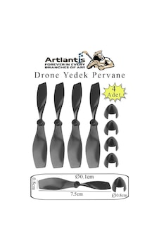 Drone Pervanesi 75 Mm 4 Adet Yedek Dron Pervane Kanatı Deney Okul Hobi Siyah Plastik Pervane Uçak Helikopter Oyuncak