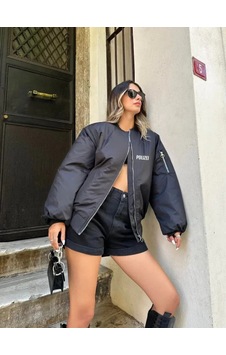 Modi Green Baskılı Unisex Siyah Minimalist Tasarım Bomber Ceket Modi Green Baskılı Unisex Siyah Minimalist Tasarım Bomber Ceket