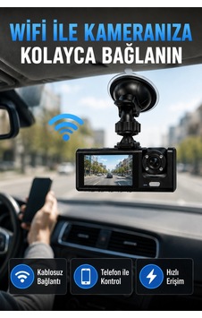 Çift Kameralı Araç Kamerası 170 Geniş Açı Full Hd Kayıt Sistemi